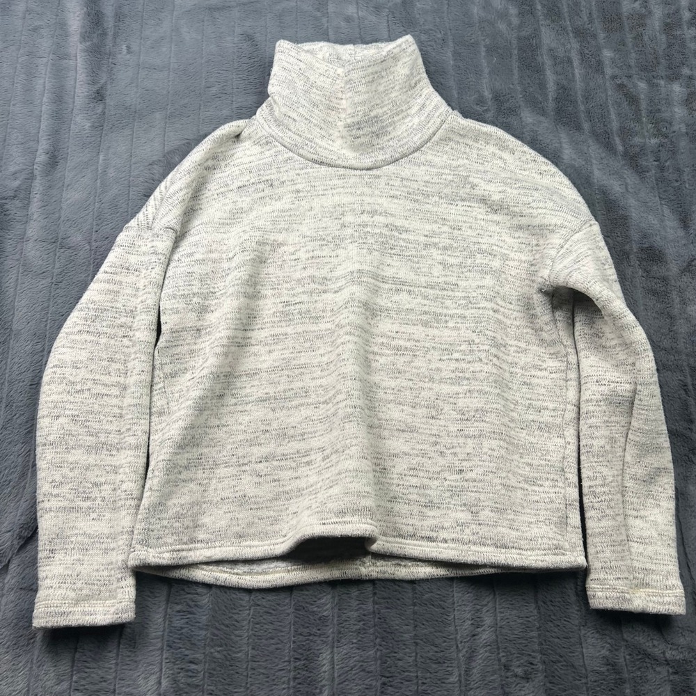 Columbia Womens Grey Marled Turtleneck Fleece Pullover Sweater XL AL0061 13086